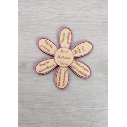 Fleur Merci Maîtresse personnalisée en bois